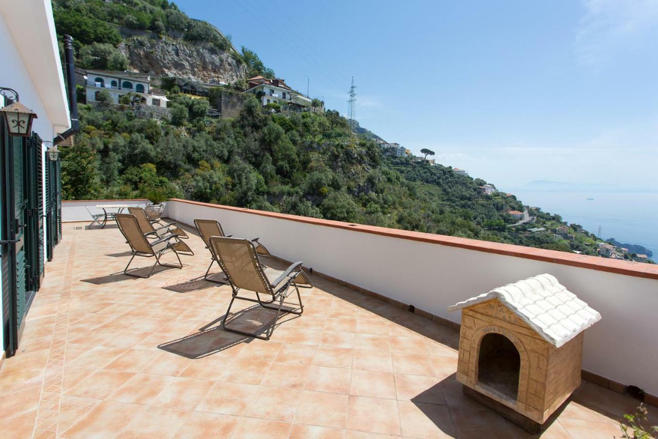 "Casalena" Villa A Furore Amalfi Coast Con Grande Terrazzo E Vista Sul Mare Luaran gambar